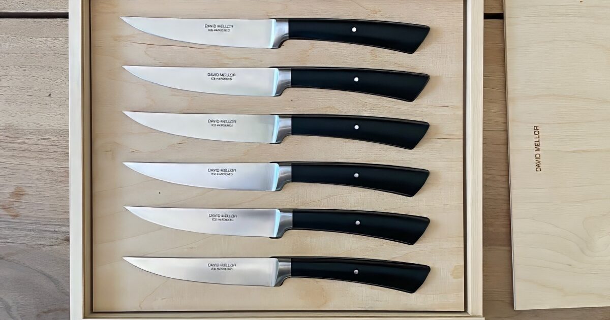 David Mellor Black Handle Steak Knife Set